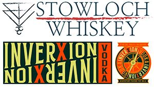 Logos for Stowloch Whiskey and Inverxion Vodka